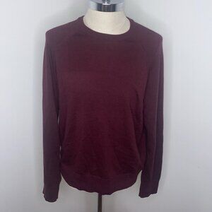 Banana Republic Mens Merino Wool Sweater Sz XL Maroon Crew Neck Pullover